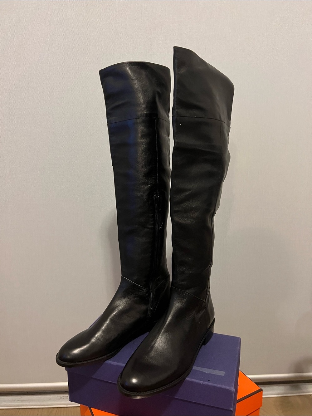 Stuart Weitzman Black Over-the-Knee Leather Boots